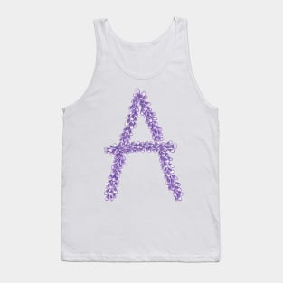 Lavender Letter A Hand Drawn in Watercolor and Ink Tank Top